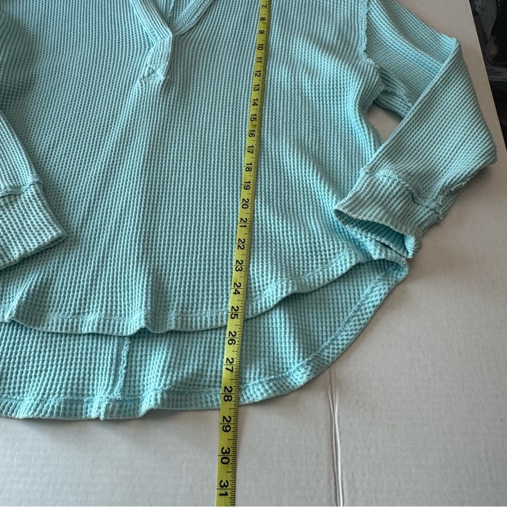 Aerie Waffle Knit Sweater Aqua Medium - Picture 4 of 9